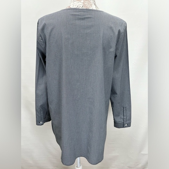 J. JILL Black and white gingham long sleeve tunic top size M. - Picture 4 of 13